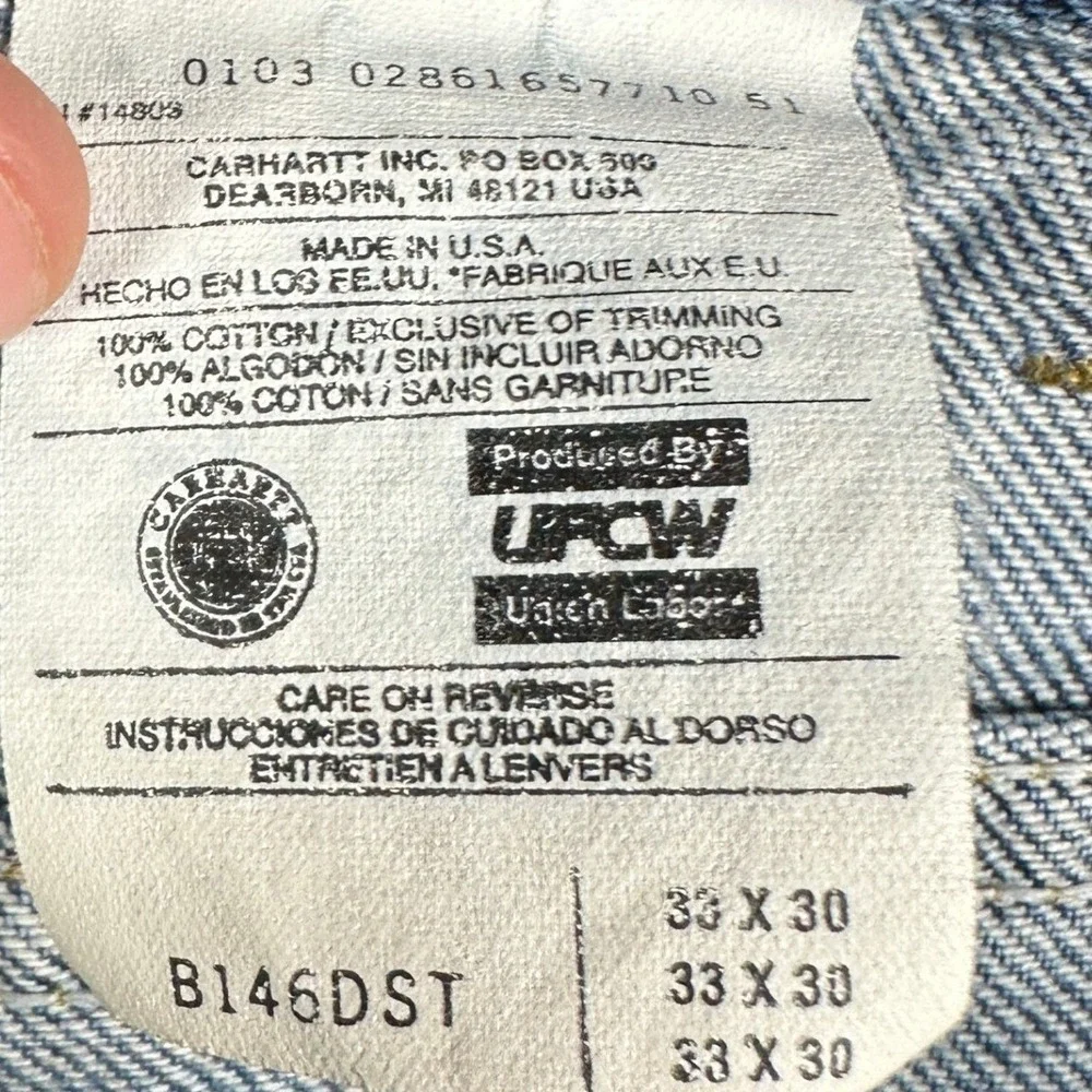 Vinatge Carhartt Jeans Mens 33X30 Relaxed Fit Denim Union Made In USA B146DST